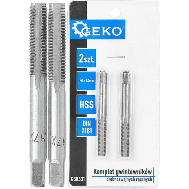 GEKO Handtapset M7 x 1,0 mm fijn draad HSS 2-delig voor binnendraad volgens DIN 2181 voor nauwkeurig draadsnijden