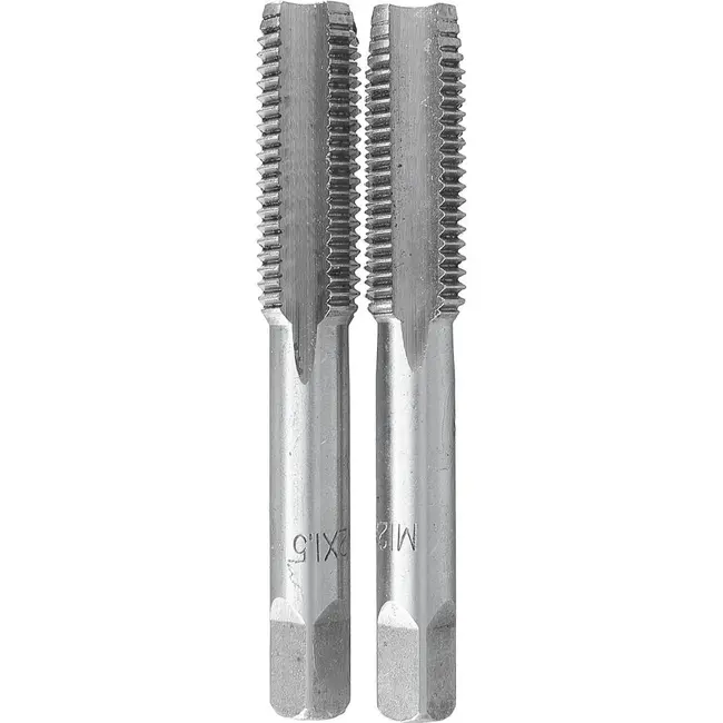 GEKO Handtapset M12 x 1,5 mm fijn draad HSS 2-delig voor binnendraad volgens DIN 2181 voor nauwkeurig draadsnijden