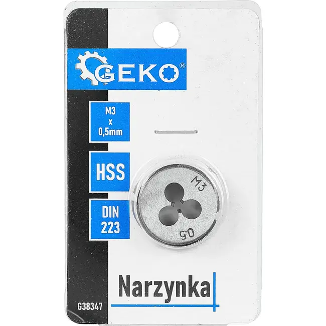 GEKO Snijplaat M3 x 0,5 mm HSS voor het snijden en herstellen van buitendraad volgens DIN 223