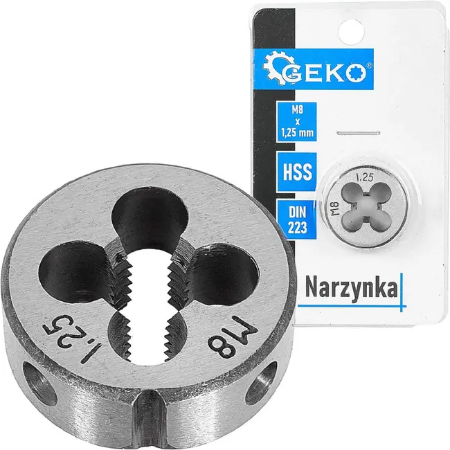 GEKO Snijplaat M8 x 1,25 mm HSS voor het snijden en herstellen van buitendraad volgens DIN 223