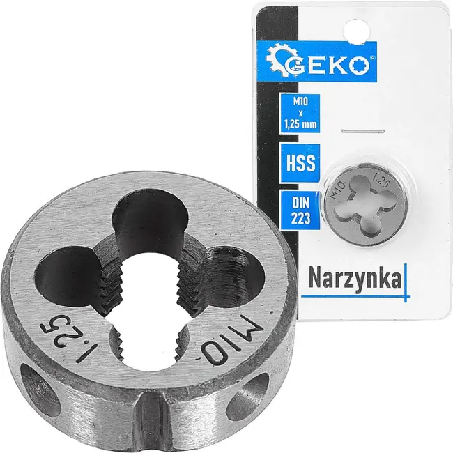 GEKO Snijplaat M10 x 1,25 mm HSS voor het snijden en herstellen van buitendraad volgens DIN 223