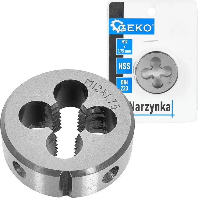 GEKO Snijplaat M12 x 1,75 mm HSS voor het snijden en herstellen van buitendraad volgens DIN 223
