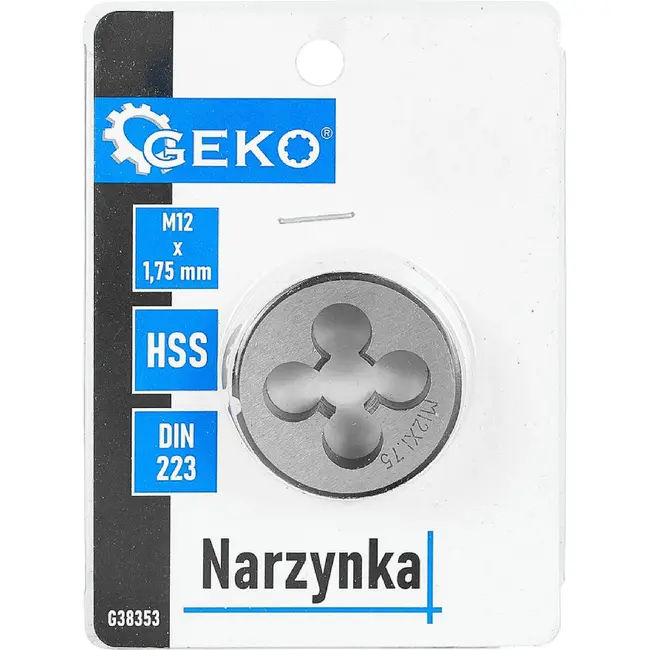 GEKO Snijplaat M12 x 1,75 mm HSS voor het snijden en herstellen van buitendraad volgens DIN 223