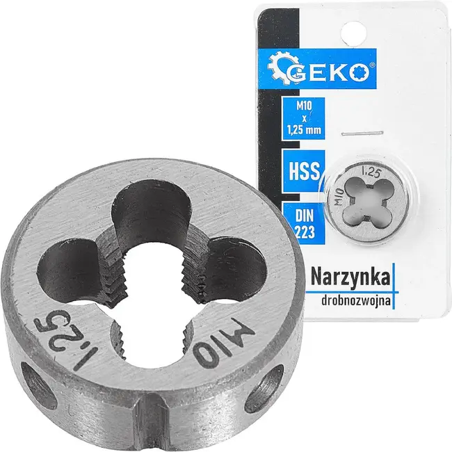 GEKO HSS fijne draad snijplaat M10 x 1,25 mm voor nauwkeurig snijden en herstellen van metrische buitendraad