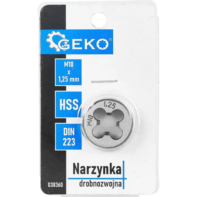 GEKO HSS fijne draad snijplaat M10 x 1,25 mm voor nauwkeurig snijden en herstellen van metrische buitendraad