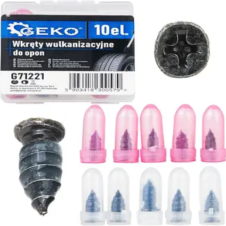 GEKO 10-delige bandenreparatieschroeven met rubber afdichting voor tijdelijke reparatie van lekke autobanden