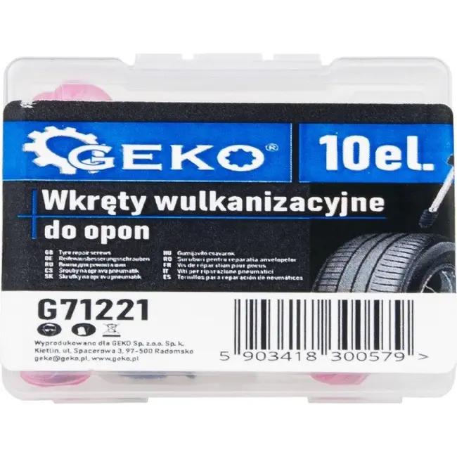 GEKO 10-delige bandenreparatieschroeven met rubber afdichting voor tijdelijke reparatie van lekke autobanden