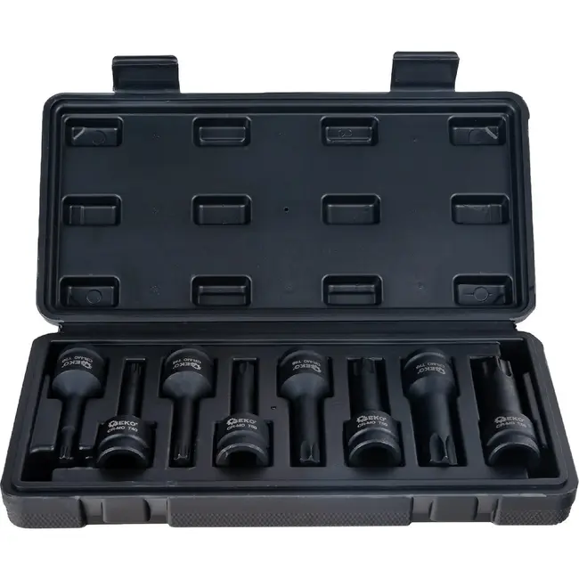 GEKO TORX Slagdoppenset 1/2 Inch 8-delig CR-MO met Maten T30 T40 T45 T50 T55 T60 T70 en T80