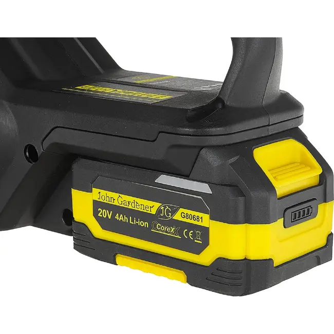 John Gardener Accu kettingzaag 20 V 305 mm met borstelloze motor, 4,0 Ah accu en oplader inbegrepen