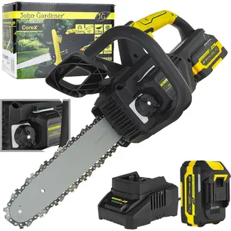 John Gardener Accu kettingzaag 20 V 305 mm met borstelloze motor, 4,0 Ah accu en oplader inbegrepen