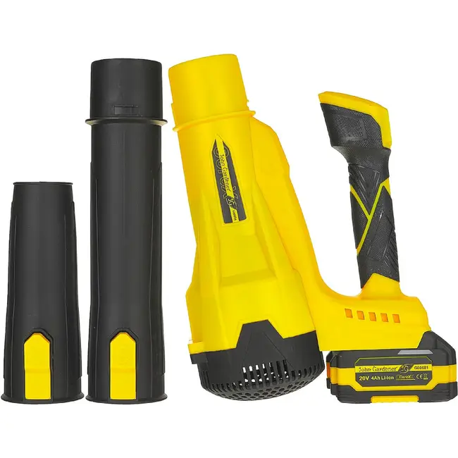 John Gardener Accu Bladblazer 20 V Borstelloos 165 km/u 4,0 Ah Inclusief Accu, Oplader en 2 Blaasmonden