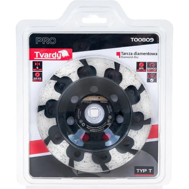 Tvardy Diamant Komschijf Type T 125 mm met 22,23 mm Asgat voor Beton, Cementdekvloeren en Baksteen