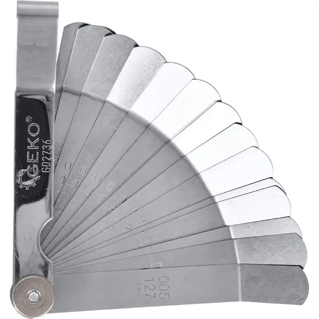 GEKO Gebogen Voelermaat 16 Bladen 0,127-0,508 mm van 65Mn Veerstaal voor Klepspeling en Mechanische Metingen