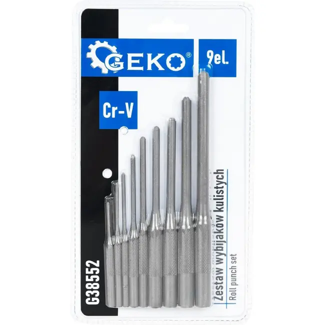 GEKO Doorslagset CrV 9-delig 1,7-8 mm Parallel met Bolpunt en Praktisch Opbergetui voor Werkplaats