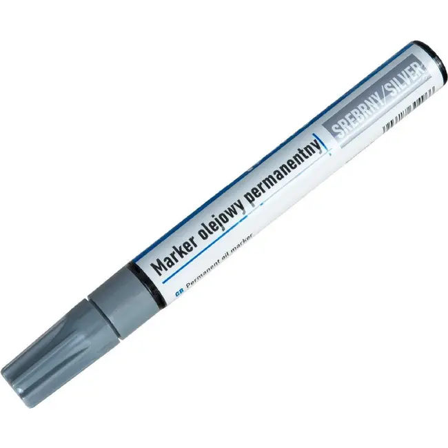 GEKO Zilveren permanente olie marker 1-1,5 mm displaydoos met 24 stuks voor metaal hout glas en kunststof