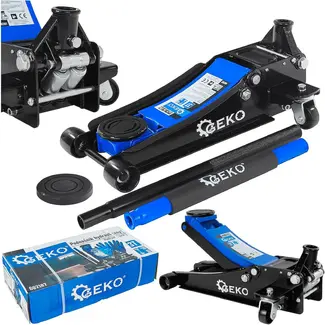 GEKO Lage hydraulische garagekrik 3 ton met dubbele pomp en hefbereik van 85-430 mm