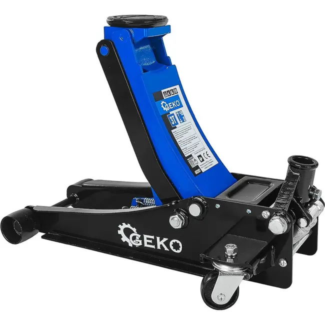 GEKO Lage hydraulische garagekrik 3 ton met dubbele pomp en hefbereik van 85-430 mm