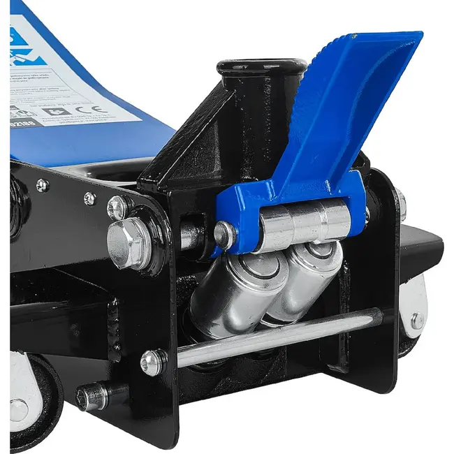GEKO Lage hydraulische garagekrik 3 ton met dubbele pomp, voetpedaal en hefbereik van 75-505 mm