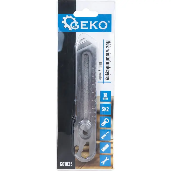 GEKO Multifunctioneel afbreekmes 18 mm SK2 met liniaal en mesvergrendeling