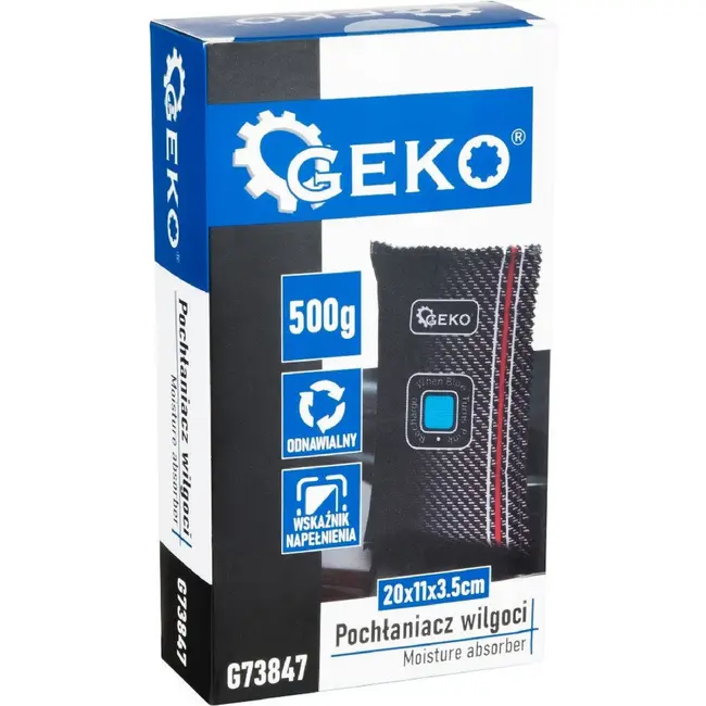 GEKO Auto vochtabsorber 500 g herbruikbaar tegen condens en muffe geuren in auto en camper