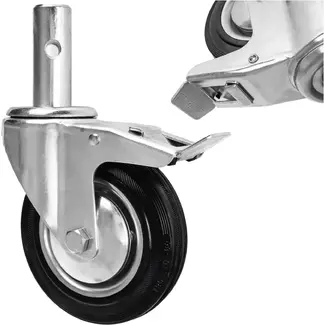 GEKO Steigerwiel met rem 160 mm 125 kg met rubber loopvlak en zwenkbare pen
