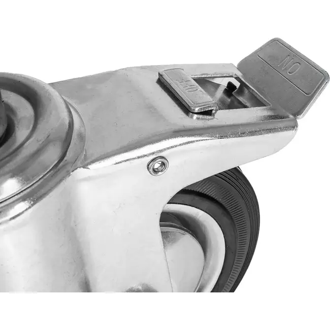 GEKO Steigerwiel met rem 160 mm 125 kg met rubber loopvlak en zwenkbare pen