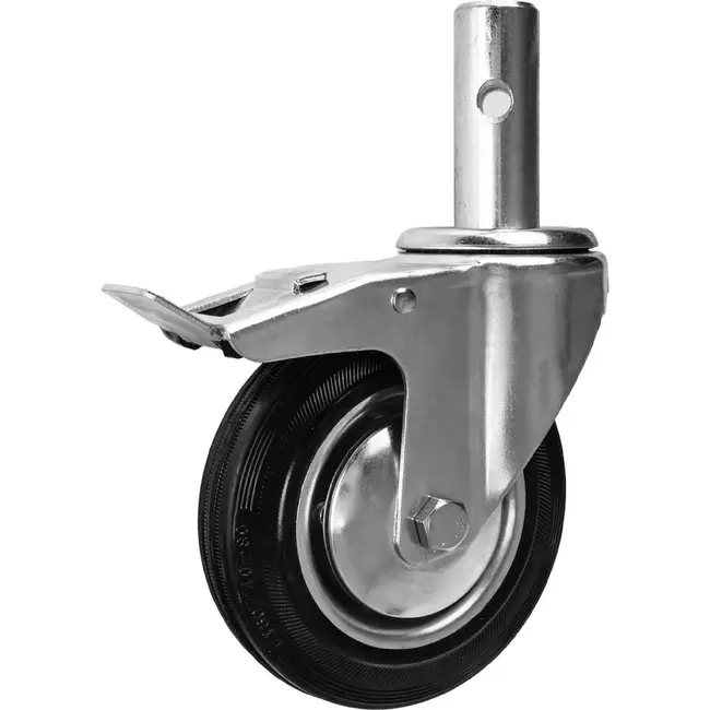 GEKO Steigerwiel met rem 160 mm 125 kg met rubber loopvlak en zwenkbare pen