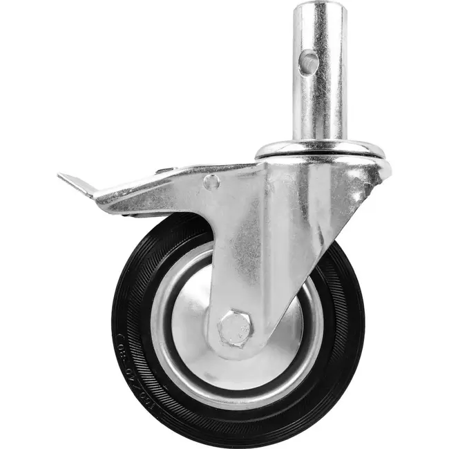 GEKO Steigerwiel met rem 160 mm 125 kg met rubber loopvlak en zwenkbare pen