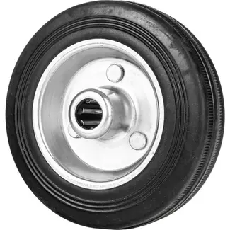 GEKO Staal-rubber wiel 100 mm met rubber loopvlak en 60 kg draagvermogen voor transportwagens