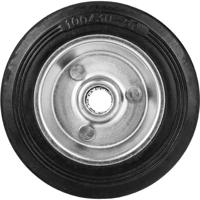 GEKO Staal-rubber wiel 100 mm met rubber loopvlak en 60 kg draagvermogen voor transportwagens