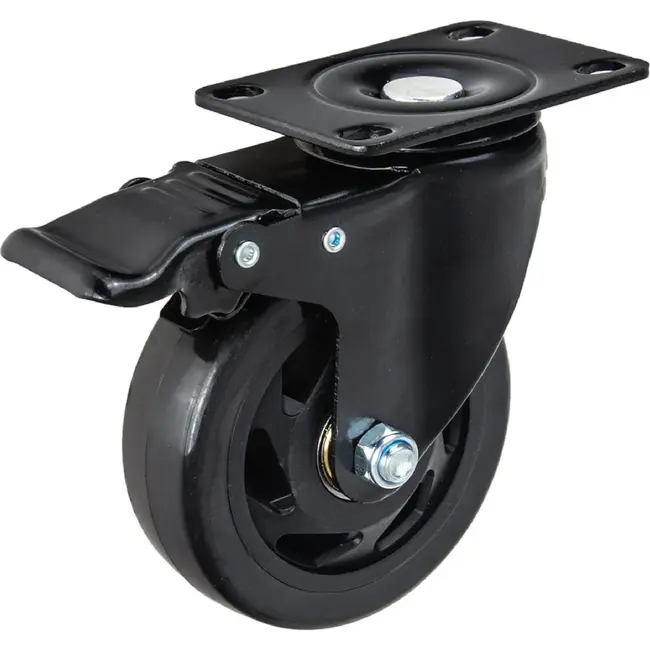 GEKO Zwenkwielen 100 mm set van 4 met 2 remmen, PVC wielen en 480 kg draagvermogen