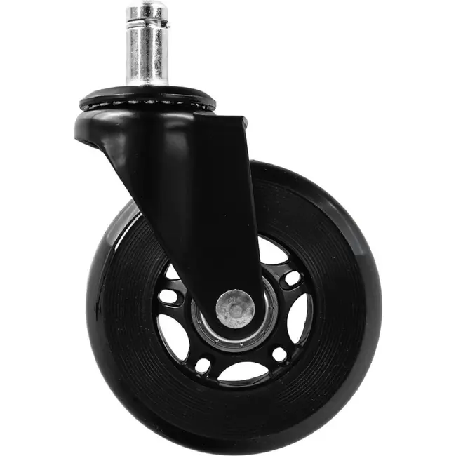 GEKO Bureaustoel wielen 75 mm zwart PU set van 5 met dubbele kogellagers voor stille verplaatsing