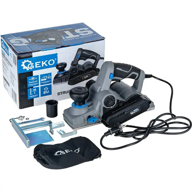 GEKO Elektrische schaaf 750 W met 82 mm schaafbreedte, 3 mm schaafdiepte en sponningdiepte tot 18 mm