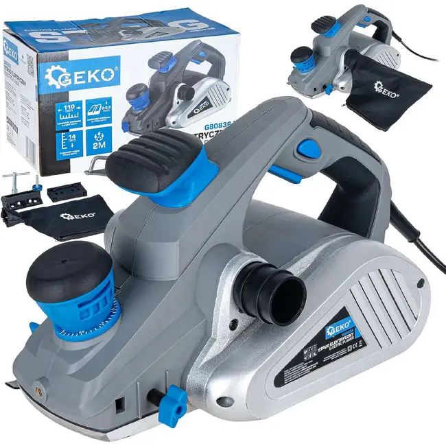 GEKO Elektrische schaaf 1300 W met 110 mm schaafbreedte, 3,5 mm schaafdiepte en sponningdiepte tot 14 mm