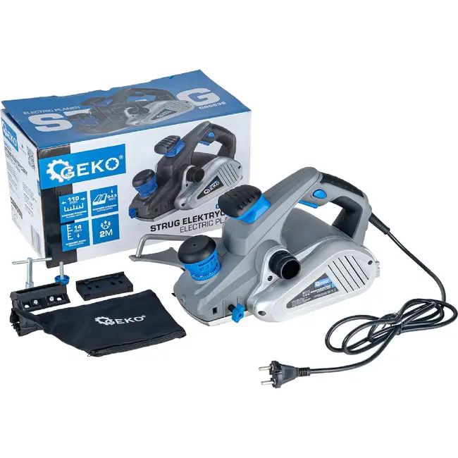 GEKO Elektrische schaaf 1300 W met 110 mm schaafbreedte, 3,5 mm schaafdiepte en sponningdiepte tot 14 mm