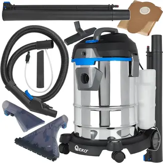 GEKO 4-in-1 wasstofzuiger 1400 W met 20 l RVS tank, 4 l reinigingsmiddeltank en bekledingsreiniger