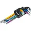 Tvardy 9-delige inbussleutelset van S2 gereedschapsstaal met kogelkop, kleurcodering en organizer 1,5 tot 10 mm