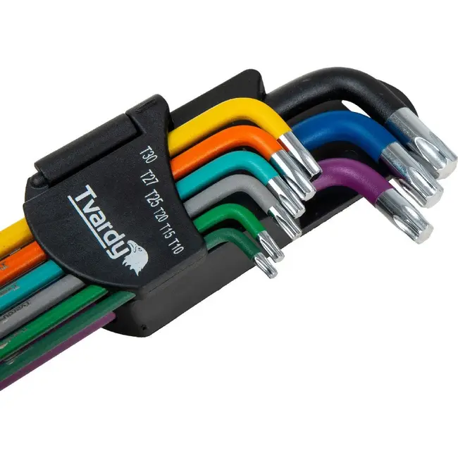 Tvardy 9-delige Torx sleutelset van S2 gereedschapsstaal met kleurcodering en organizer T10 tot T50