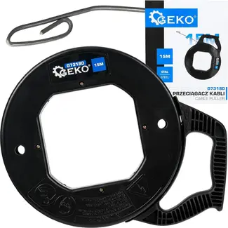 GEKO 15 m kabeltrekker van veerstaal met metalen geleidelus en ergonomische kunststof behuizing