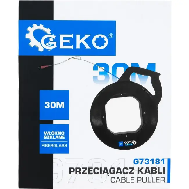 GEKO 30 m kabeltrekker van glasvezel met metalen geleidelus en ergonomische kunststof behuizing