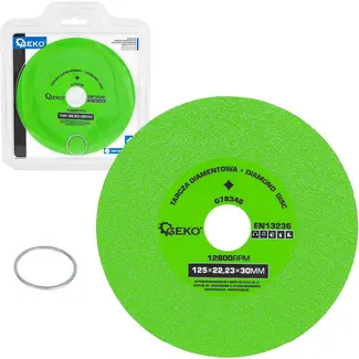 GEKO Diamant doorslijp- en slijpschijf 125 mm met asgat 22,23 mm voor glas, gres en keramische tegels
