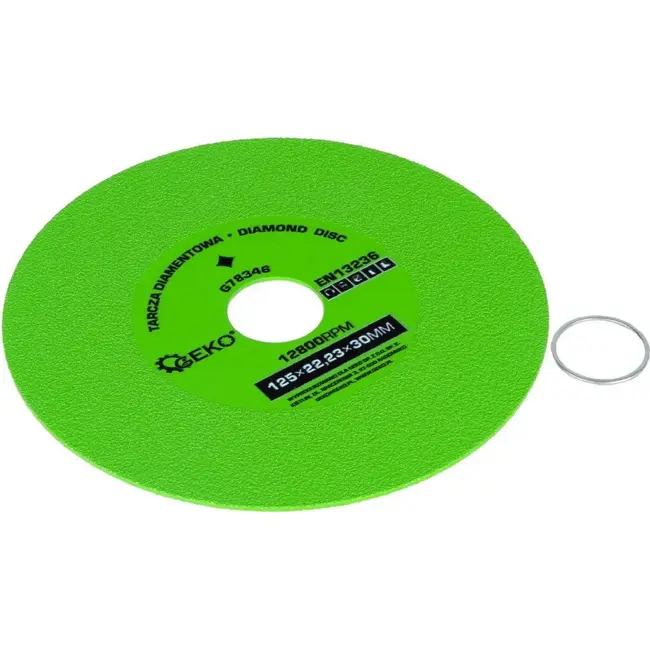GEKO Diamant doorslijp- en slijpschijf 125 mm met asgat 22,23 mm voor glas, gres en keramische tegels