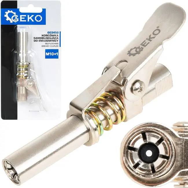 GEKO Zelfborgende vetspuitkoppeling M10 x 1 voor handmatige en pneumatische vetspuiten