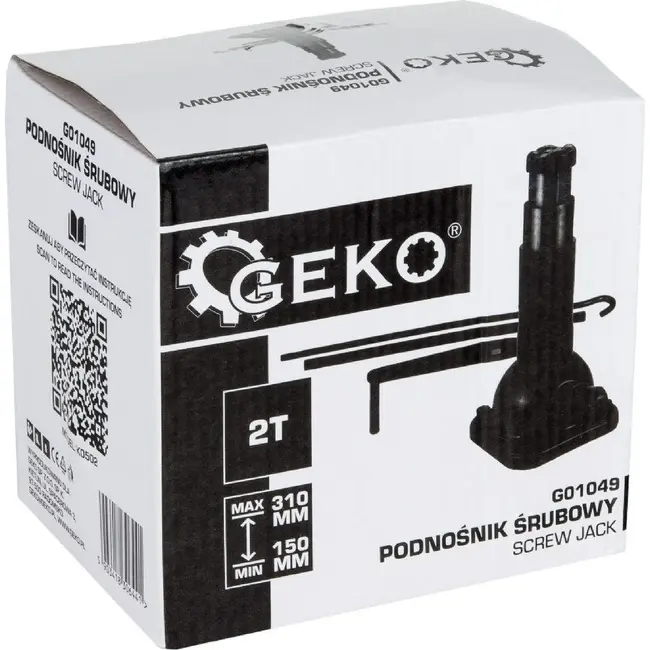 GEKO Schroefkrik 2 ton met hefbereik 150-310 mm voor bandenwissel en onderhoud