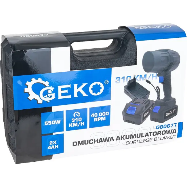 GEKO Draadloze accu bladblazer 21 V 550 W met 2 x 4,0 Ah Li-Ion accu en lader