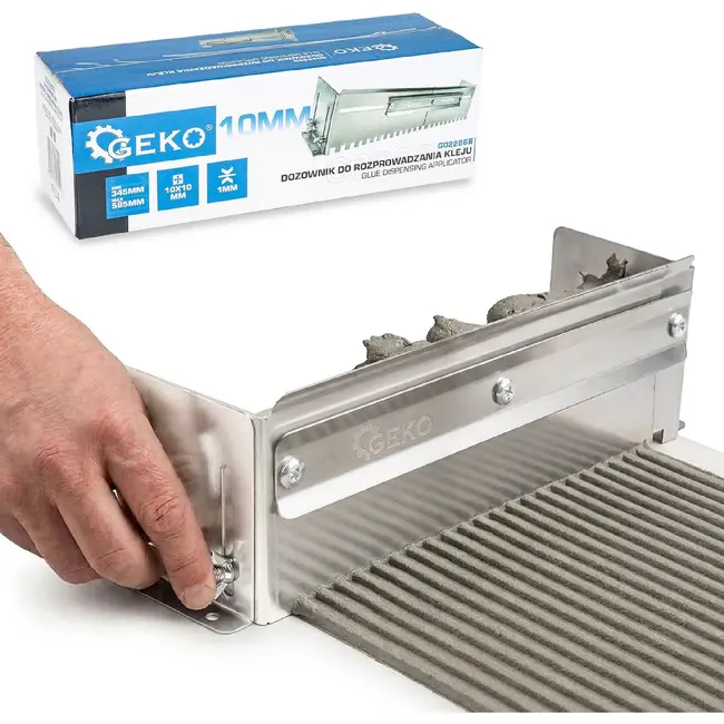 GEKO Verstelbare lijmverdeler voor tegellijm 345-585 mm met 10 x 10 mm vertanding van RVS