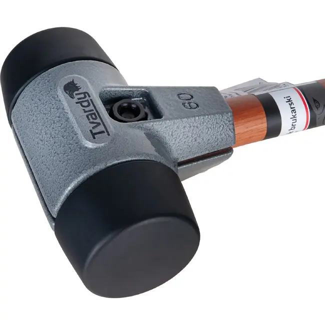 Tvardy Straatmakershamer 60 mm met zachte slagvlakken, houten steel en kopgewicht van 1 kg