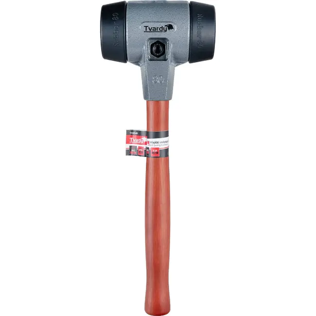 Tvardy Straatmakershamer 80 mm met zachte slagvlakken, houten steel en kopgewicht van 3,2 kg