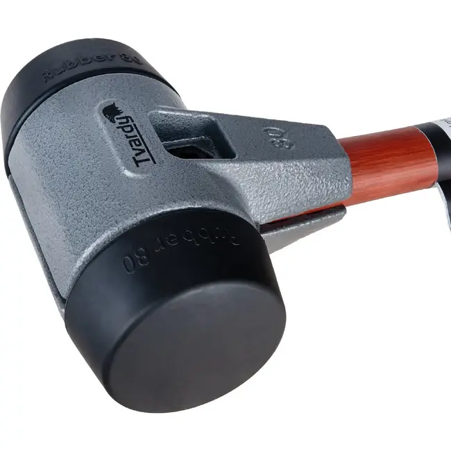 Tvardy Straatmakershamer 80 mm met zachte slagvlakken, houten steel en kopgewicht van 3,2 kg
