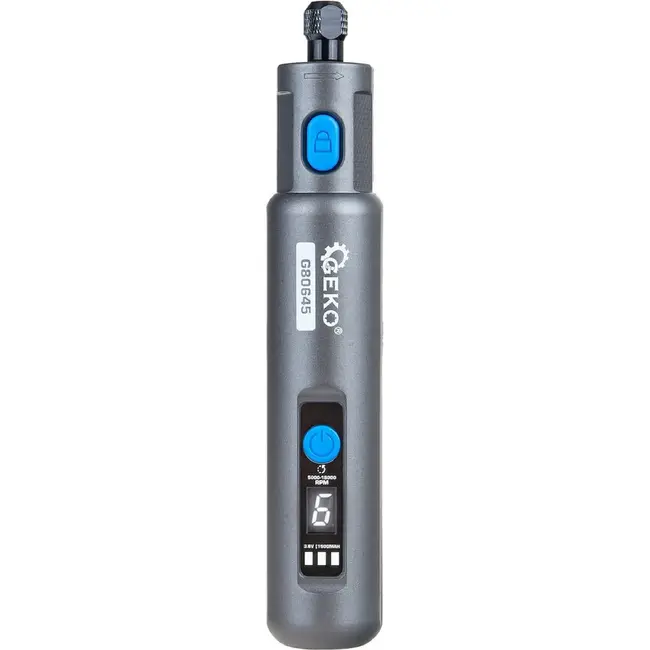 GEKO Draadloze mini slijpmachine 3,6 V met 6 snelheden, LED display en opbergkoffer inclusief accessoires